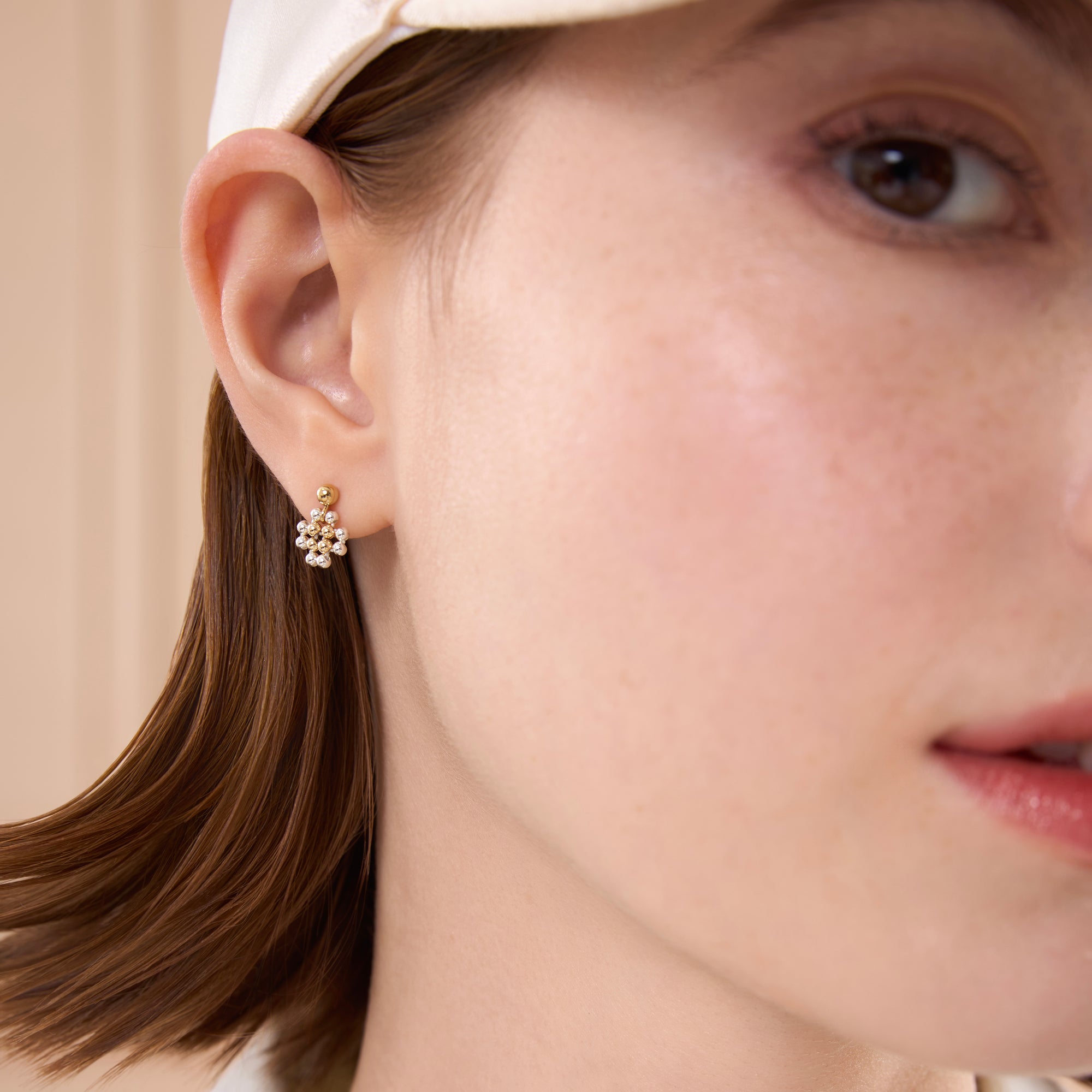 Beaded Two Tone Pixelis Stud Earrings