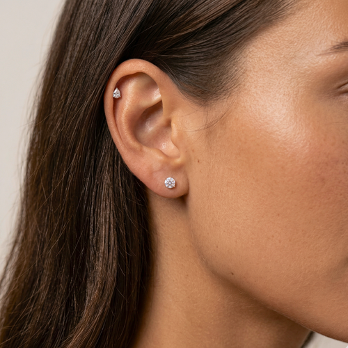 Minimal CZ Pear Flatback Earring