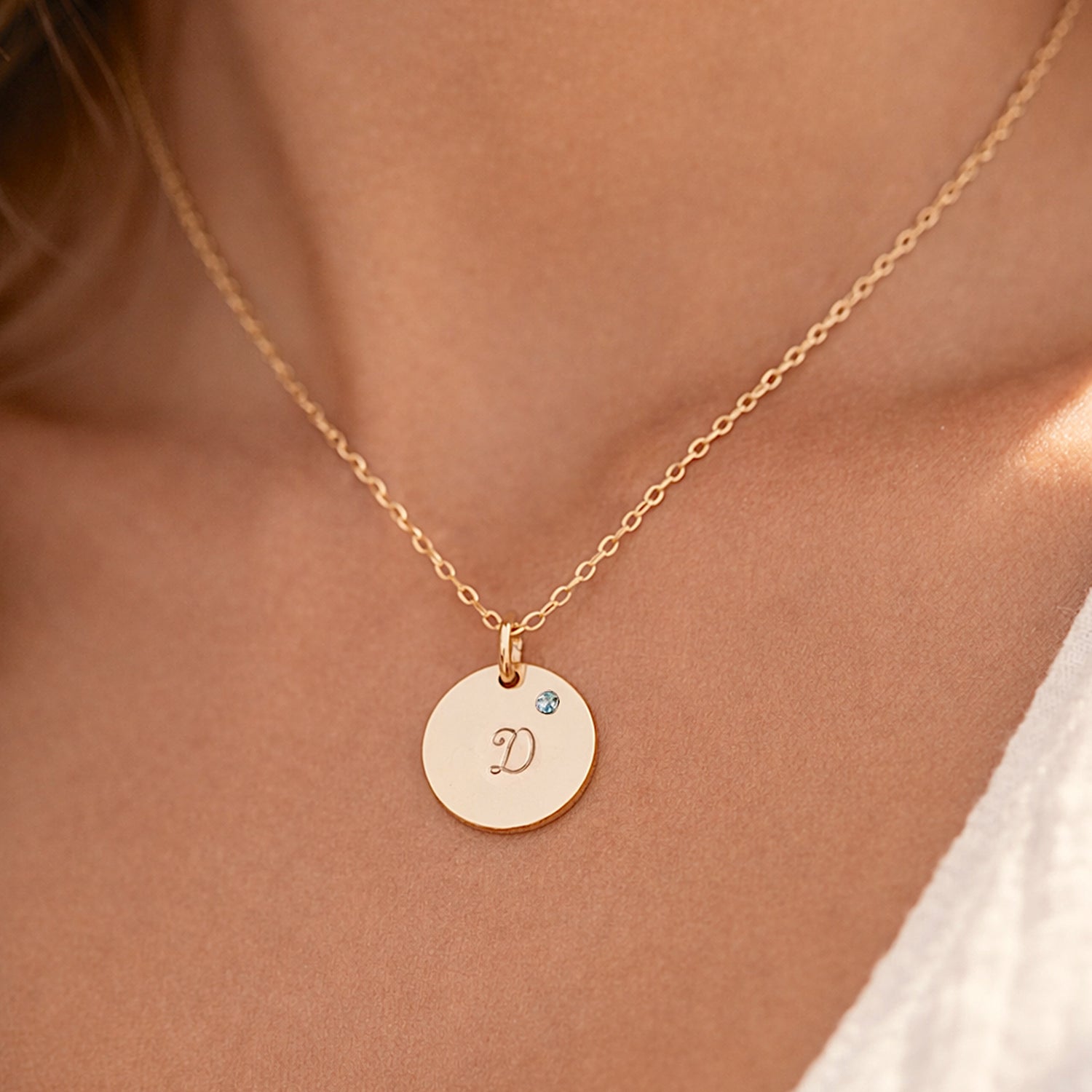 Personalized Initial Necklace with Set Birthstone