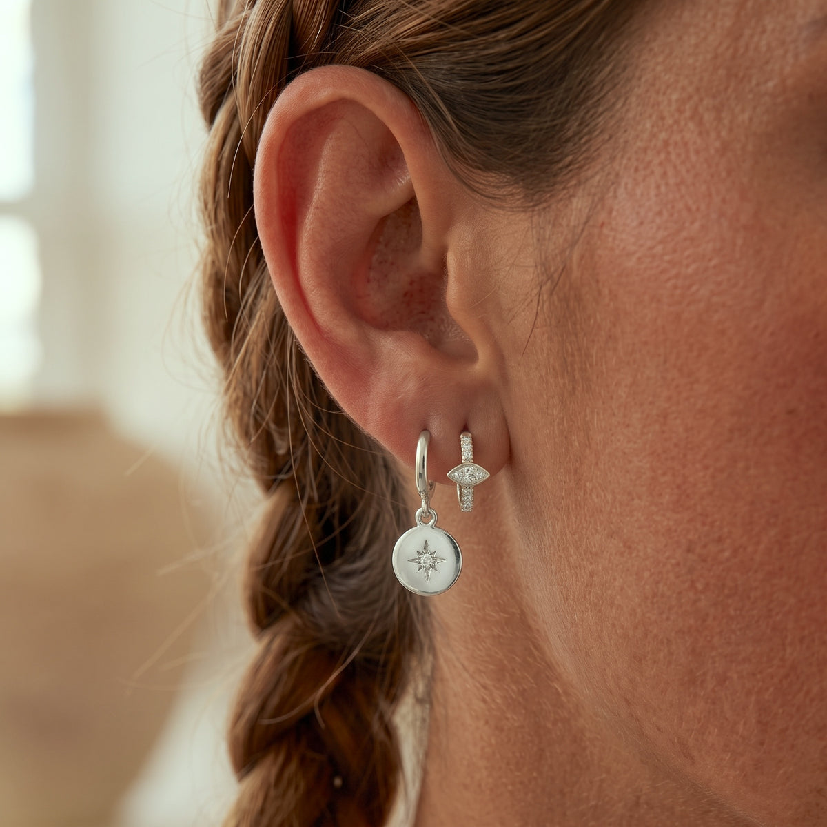 Pendientes de aro de disco Starburst