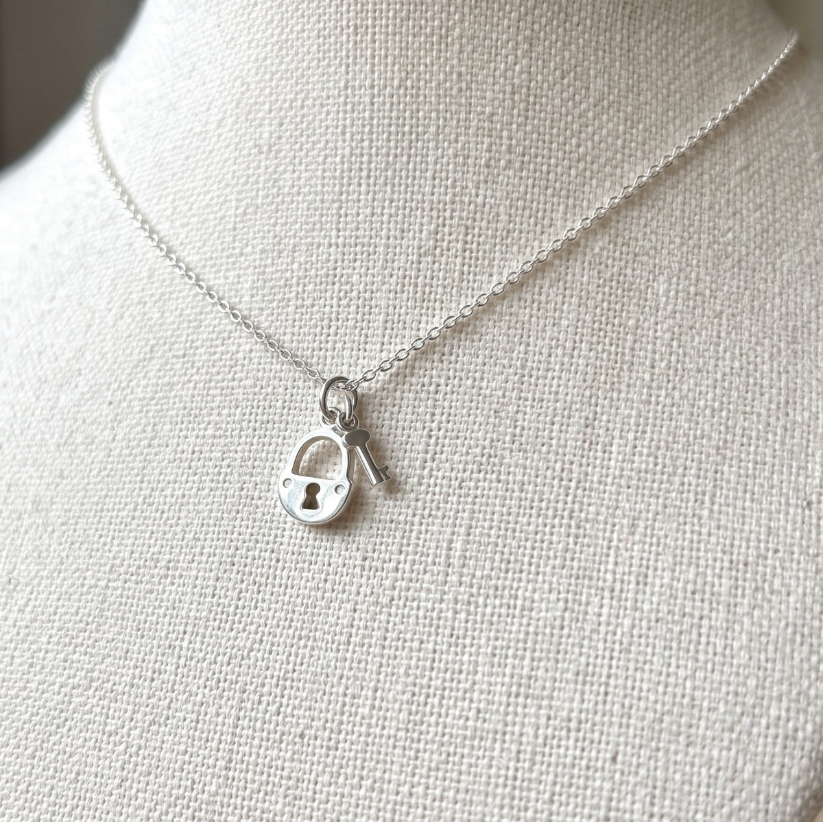 Petite Lock and Key Charm Necklace
