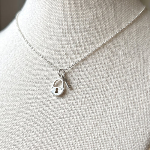 Petite Lock and Key Charm Necklace