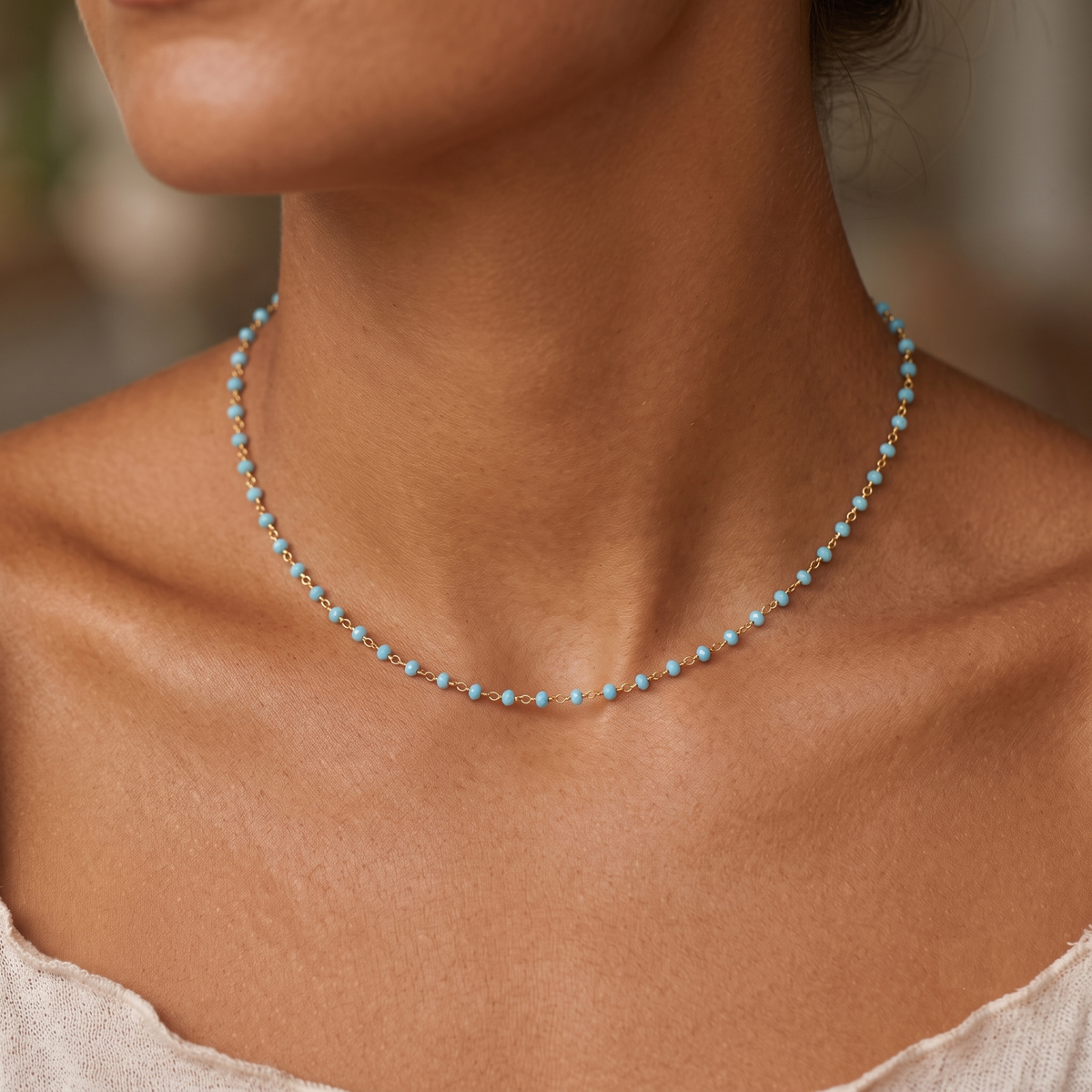 Aqua Agate Gemstone Choker