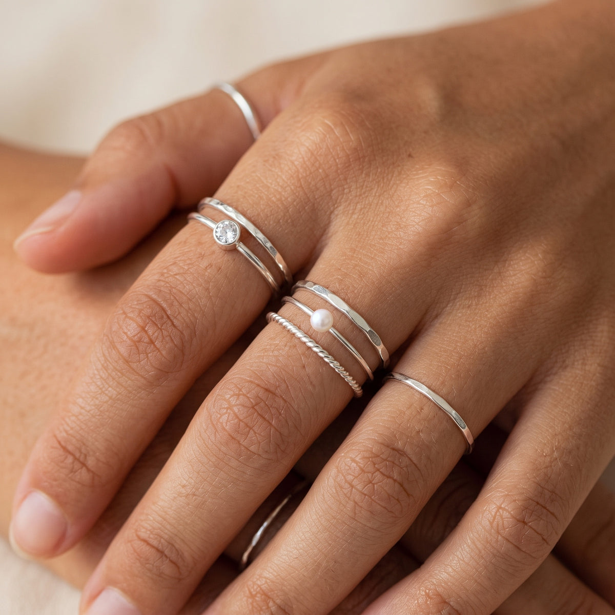 Mini Pearl Ring Silver