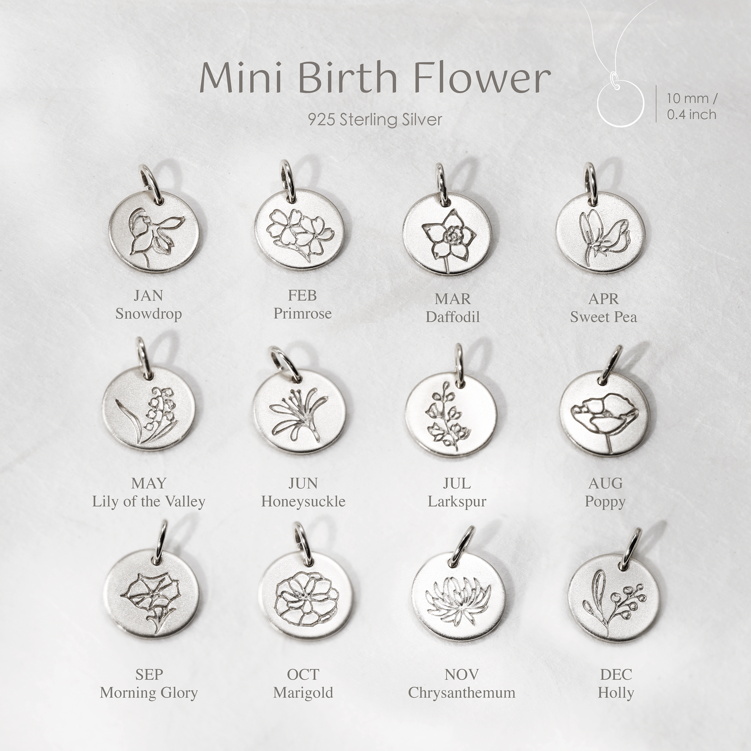 Personalized Mini Birth Flower Necklace