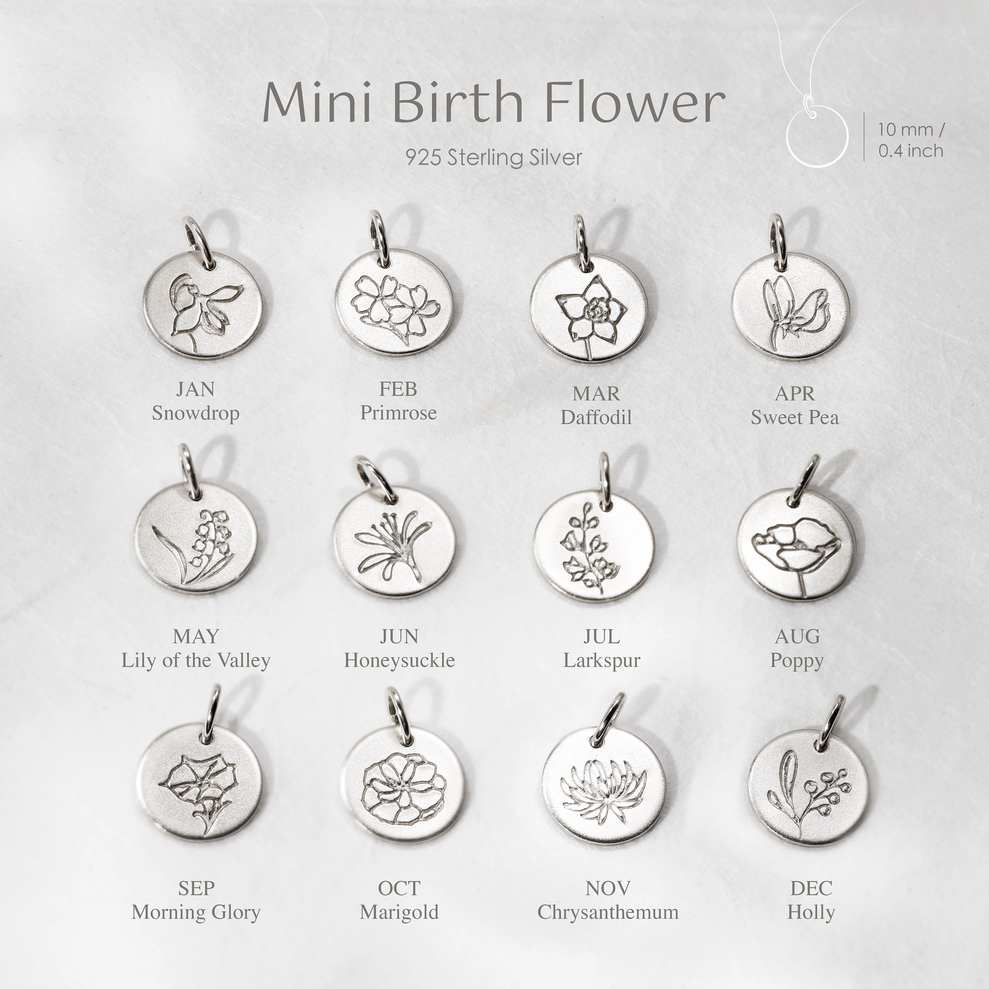 Personalized Mini Birth Flower Necklace