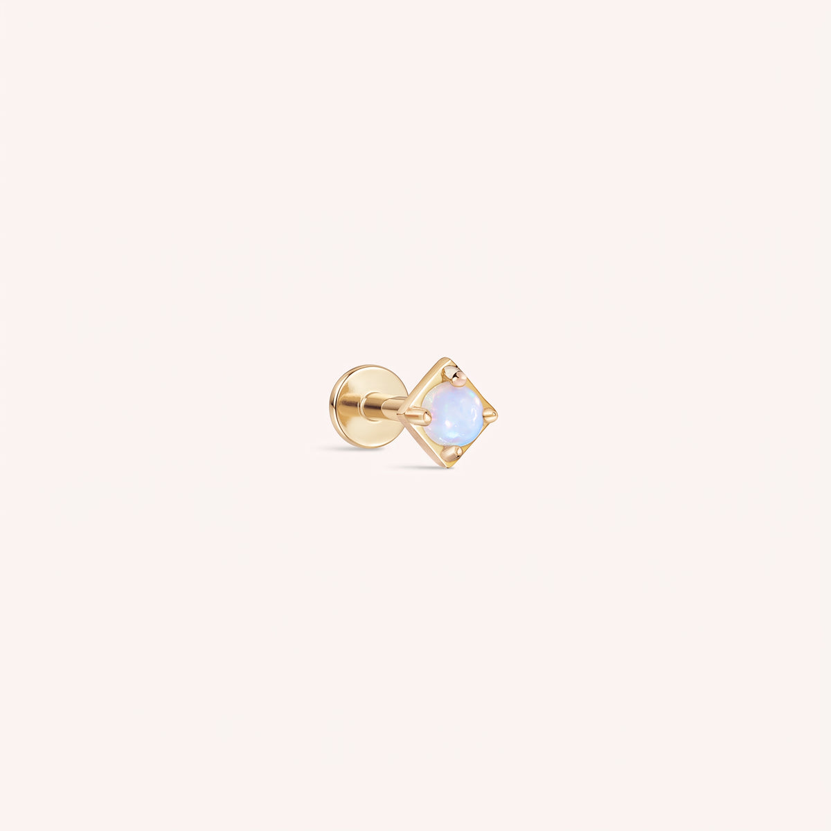 14K Solid Gold Mini Opale Squared Filed Labret