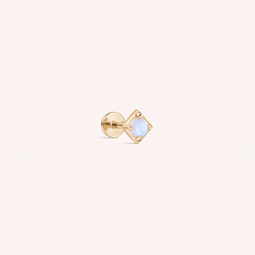 14K Solid Gold Mini Opale Squared Filed Labret