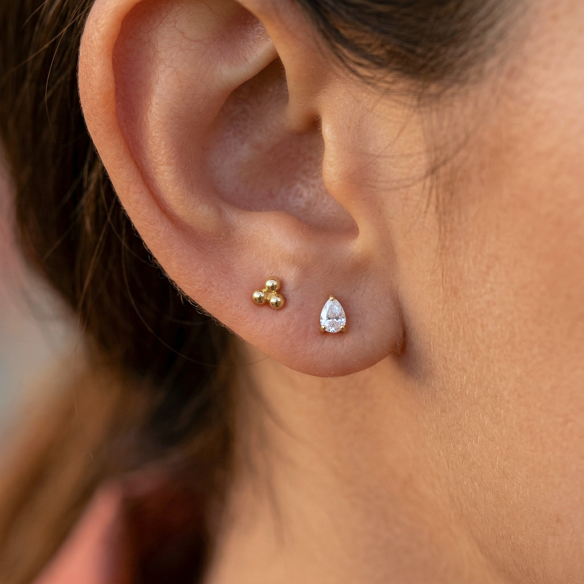Minimal CZ Pear Flatback Earring