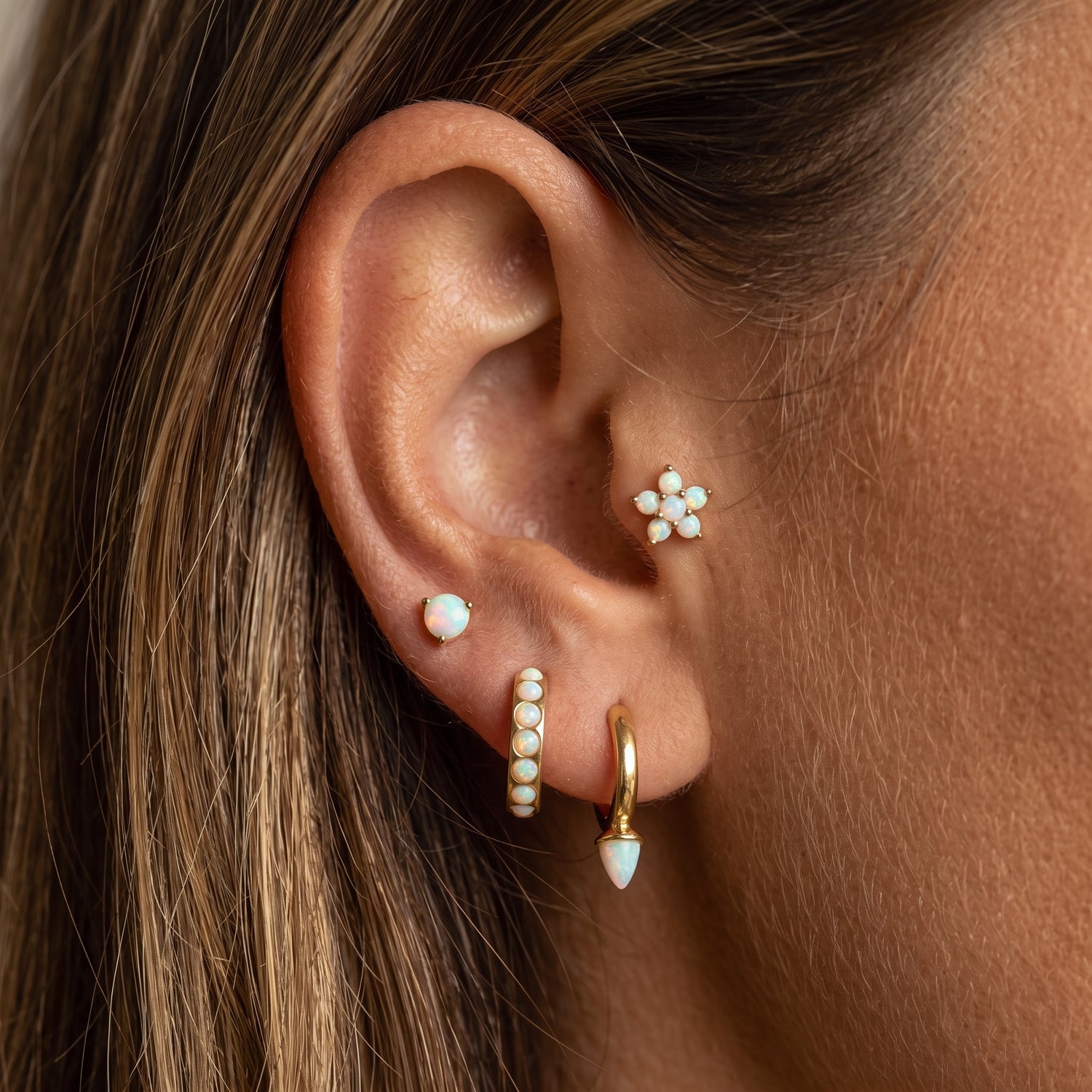Boucles d'oreilles de balle opale