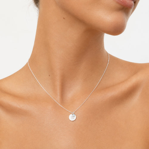 Personalized Initial Disc With Birthstone Necklace