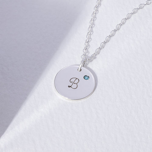 Personalized Initial Necklace with Set Birthstone