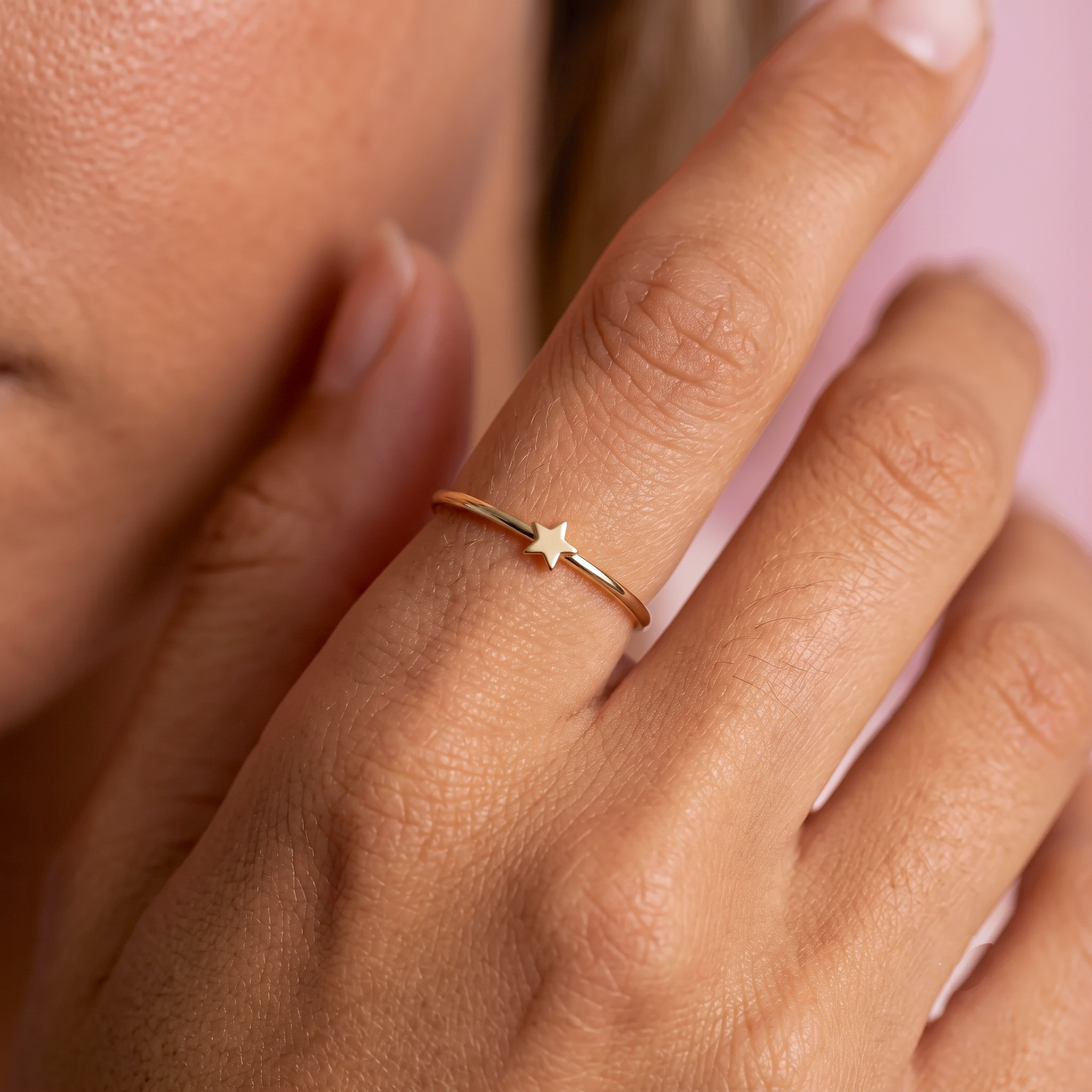 14K Solid Gold Mini Star Ring