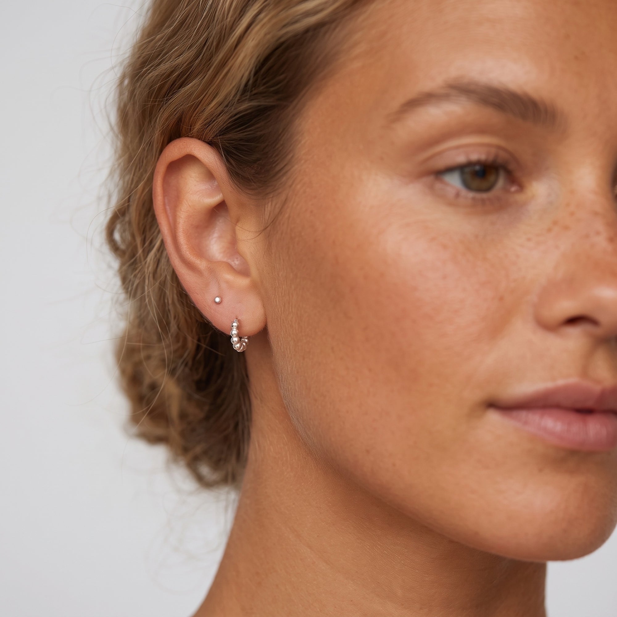 14K Massief Gouden Bubbel Kleine Oorring