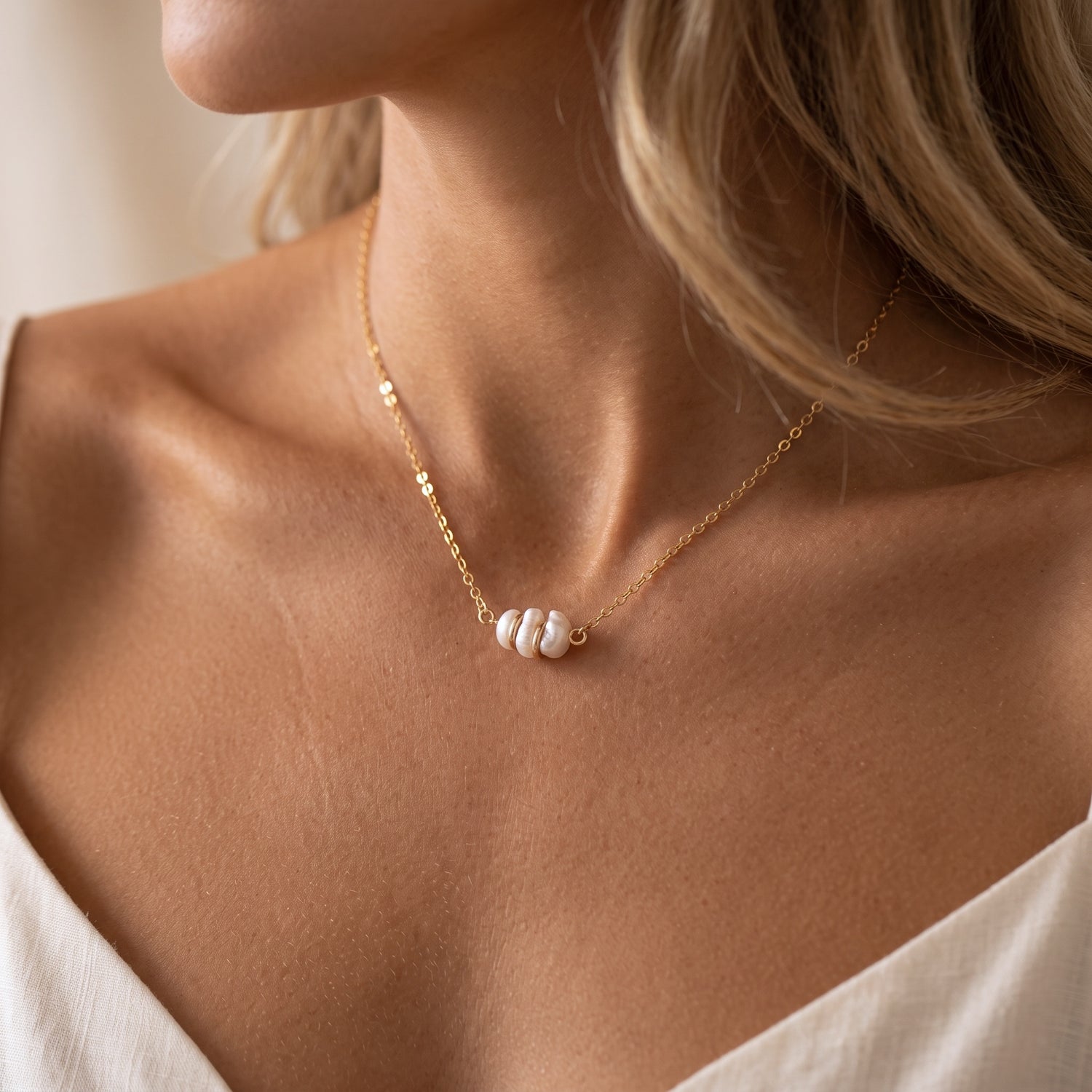 Baroque Pearly Golden Nuggets Necklace