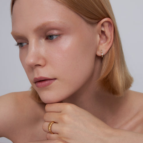 Pave Teardrop Hoop Earrings
