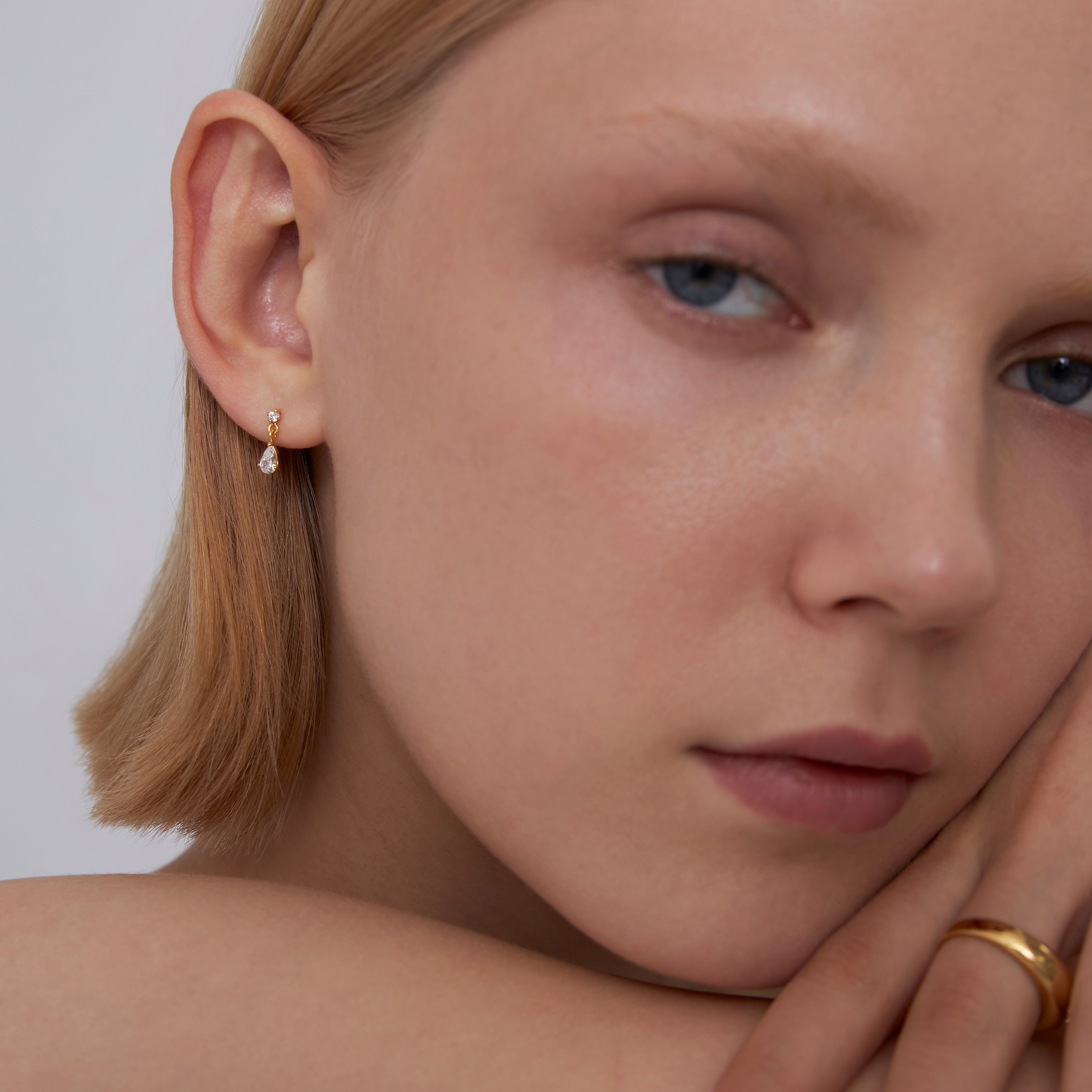 Dangle CZ Pear Flatback Earring – J&CO Jewellery