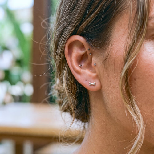 Tiny Bone Stud Earrings
