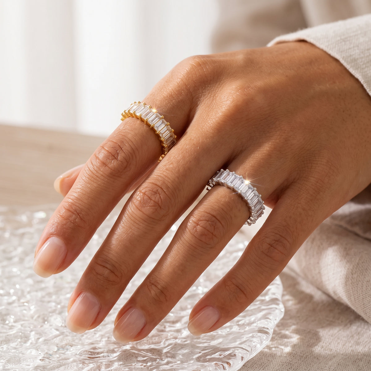 Baguette CZ Eternity Band Gold