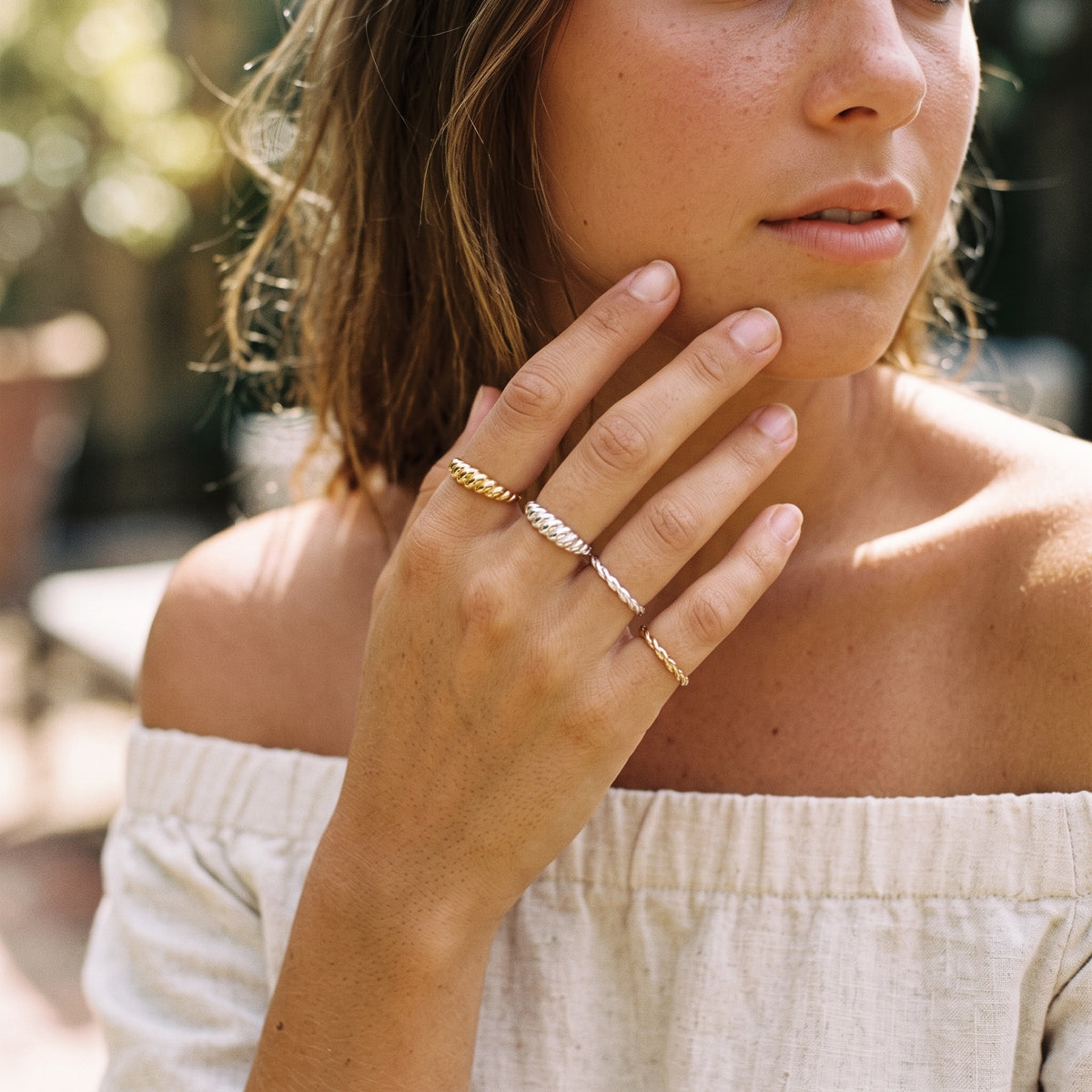 Braided Skinny Ring Silver