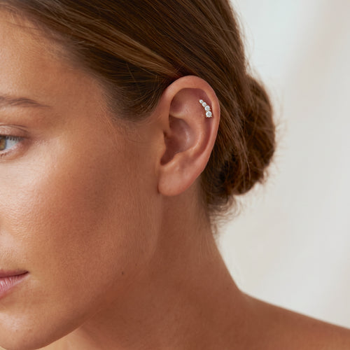 Gradient CZ Threaded Labret Earring