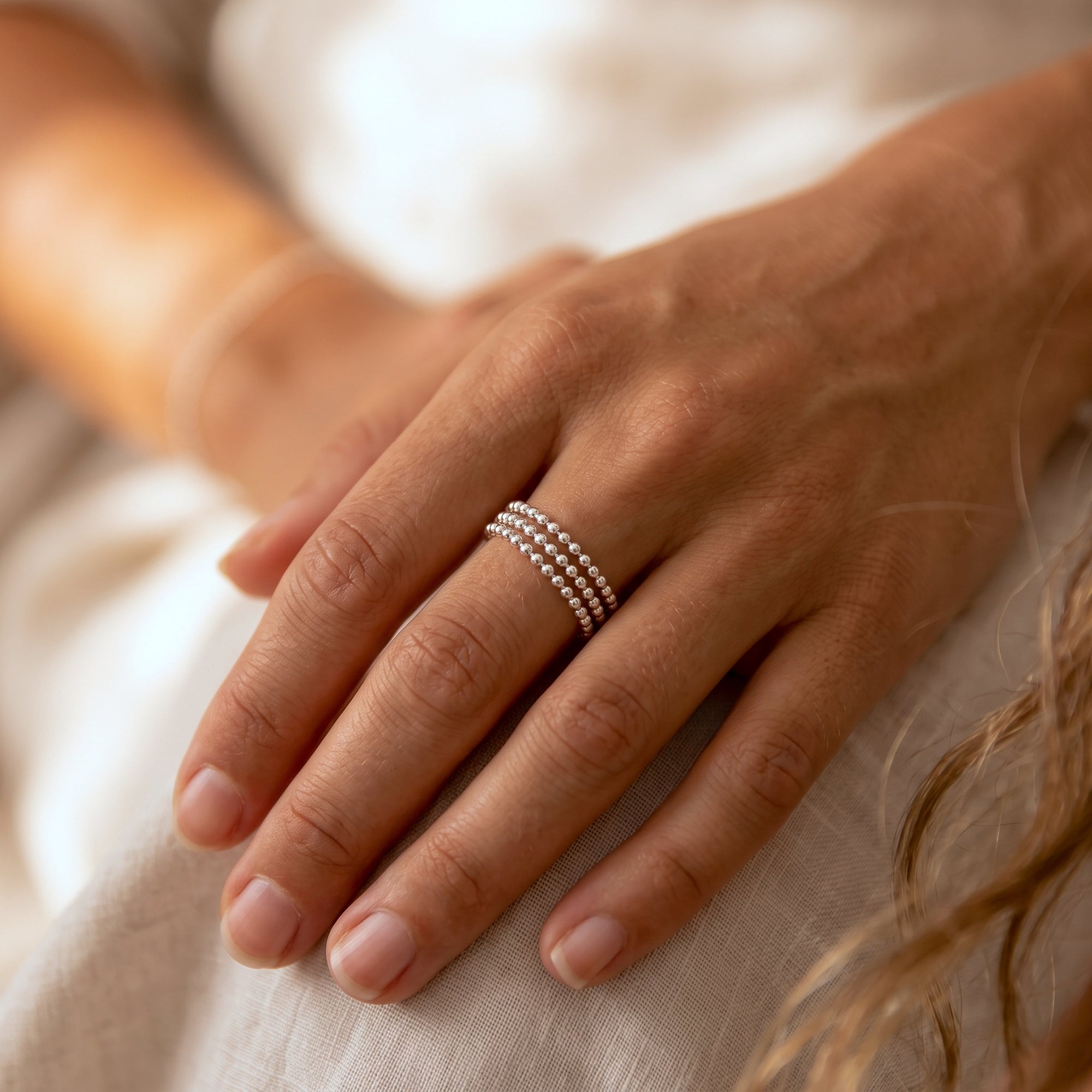 Baby bal ketting ring zilver