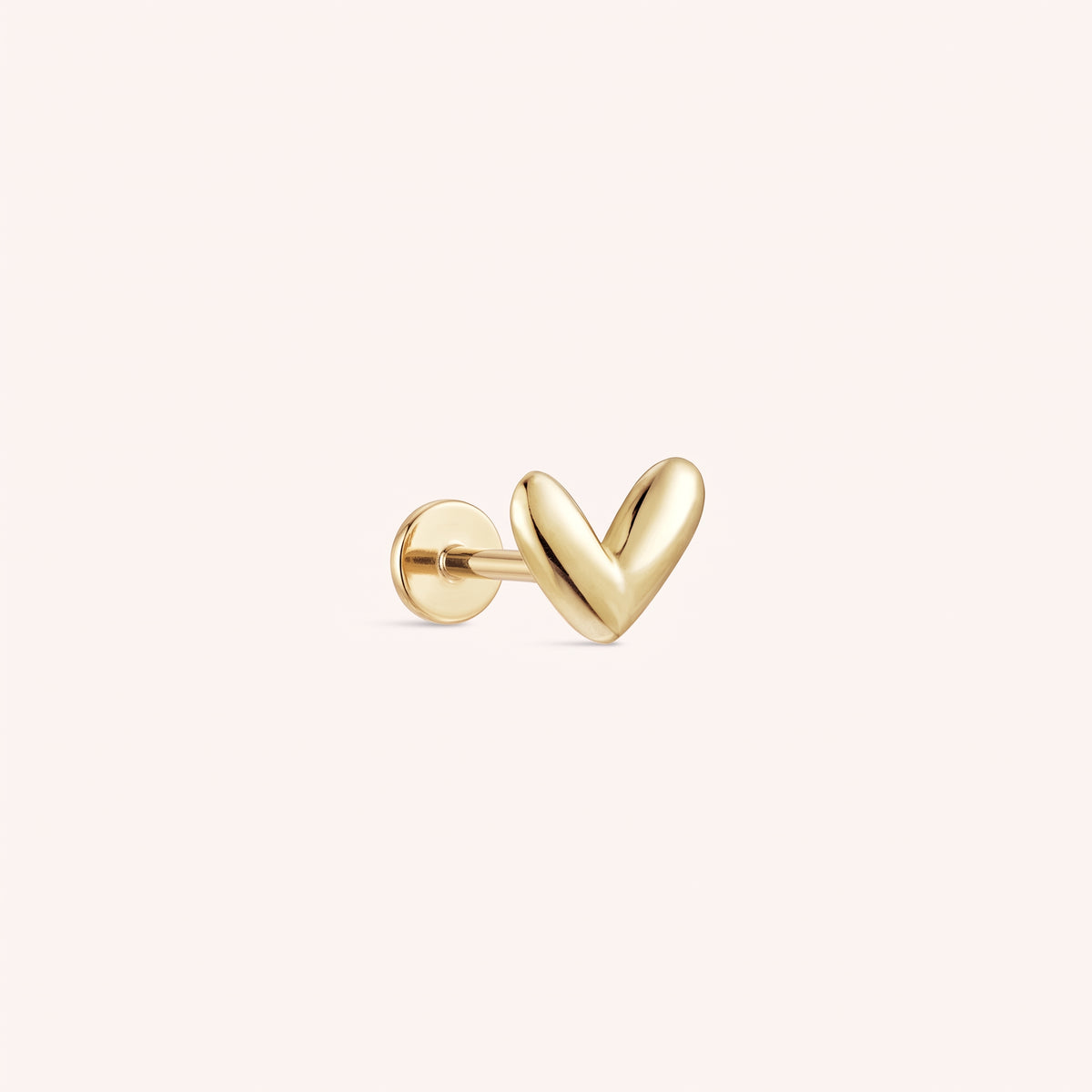 14K Massivt Guld SweetHeart Fladbags Ørering