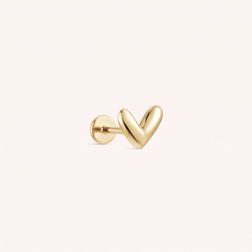 14K Massivt Guld SweetHeart Fladbags Ørering