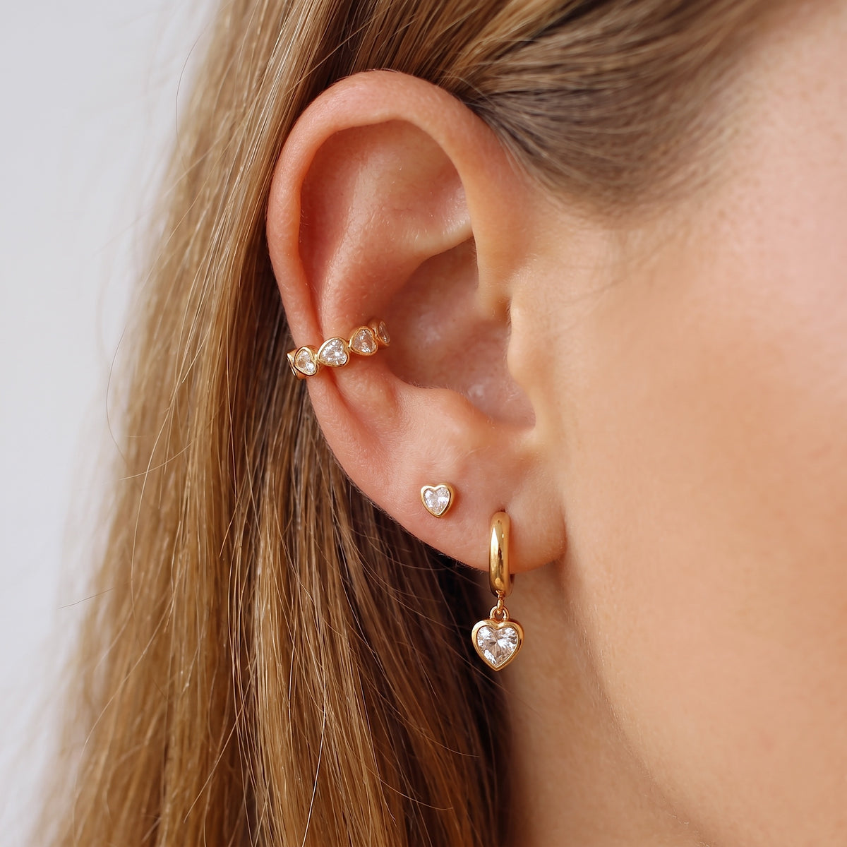 Sparkle Heart Hoop Earrings