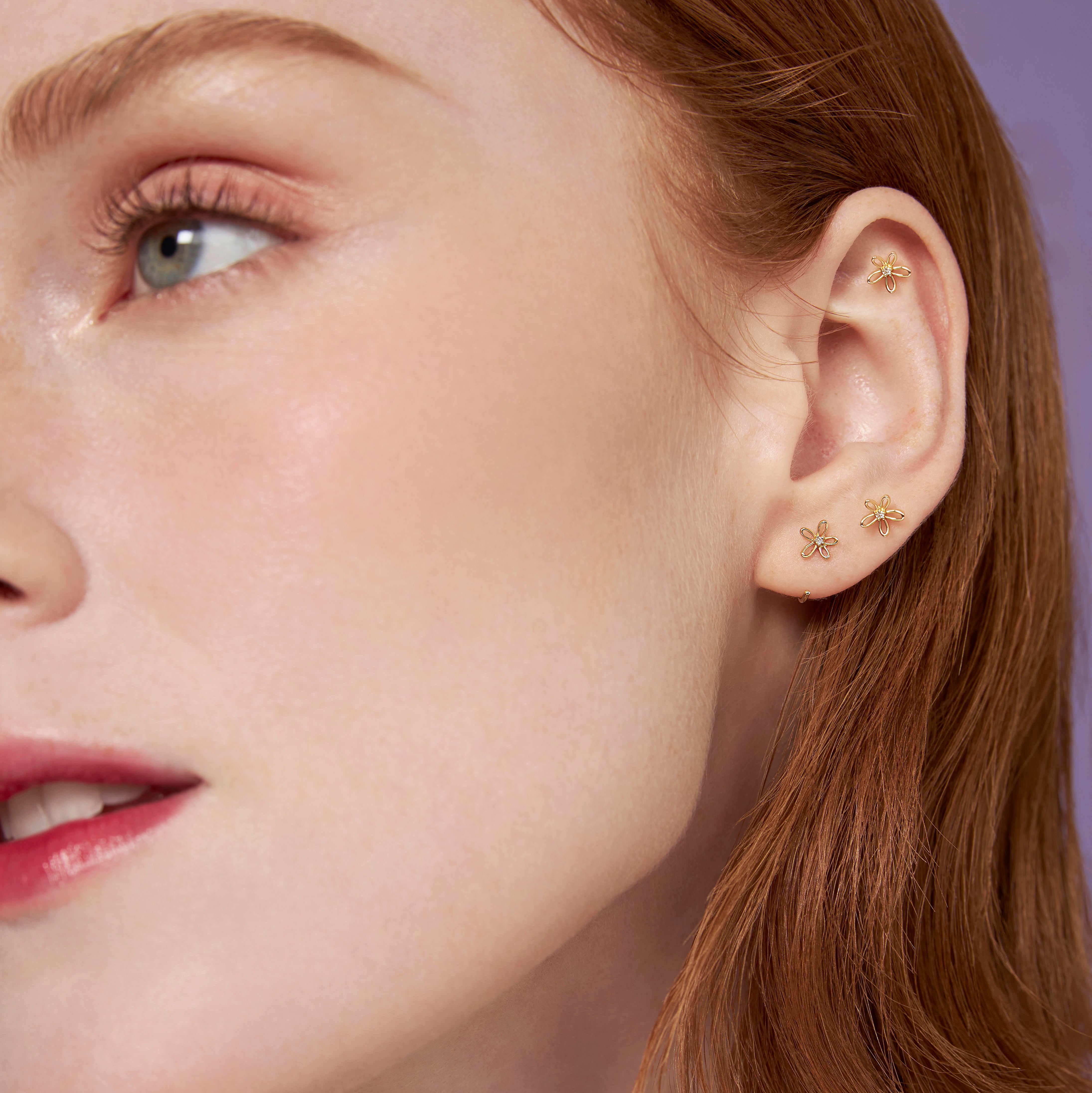 14K Solid Gold Floraison Halo Diamond Stud Earrings – J&CO Jewellery