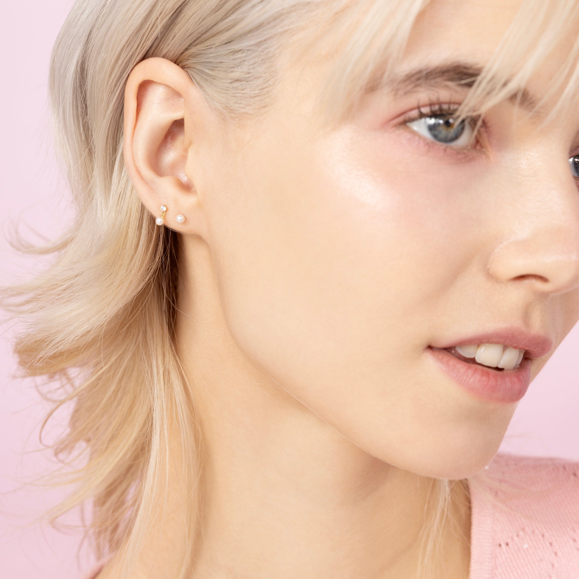 Anting Bayi Mutiara Tindik Emas Padat 14K