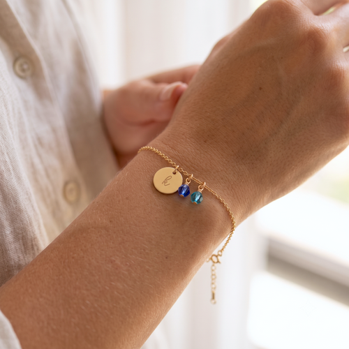 Personalized Birthstones Crystal Disc Bracelet