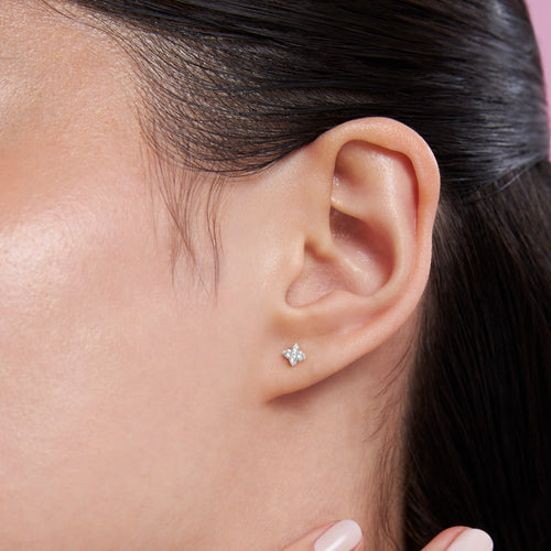 Sparkly CZ Floral Flatback Earring