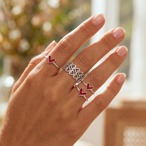 Love Ruby Heart Silver Ring