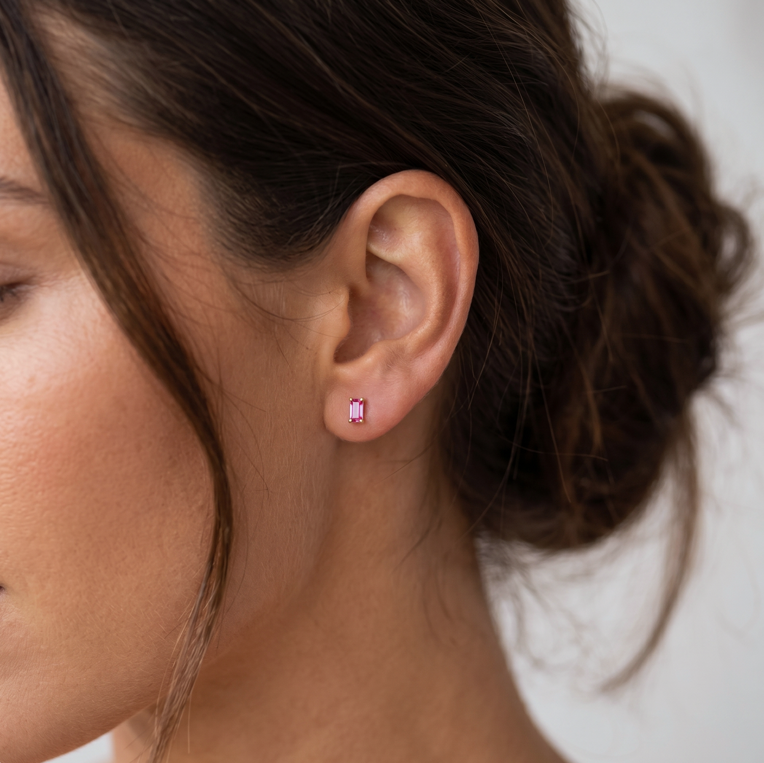 Ruby Baguette Stud Earrings