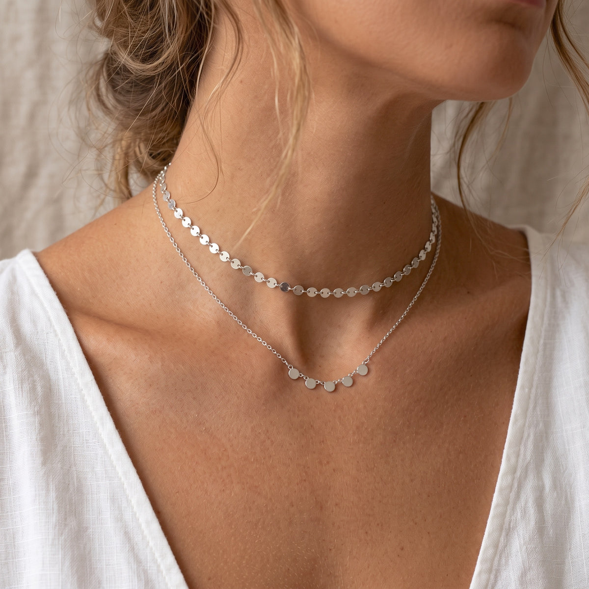Mønt Disk Choker Halskæde