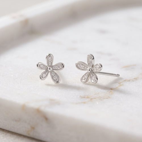 Pendientes de botón Floraison pavé de diamantes en oro macizo de 14K
