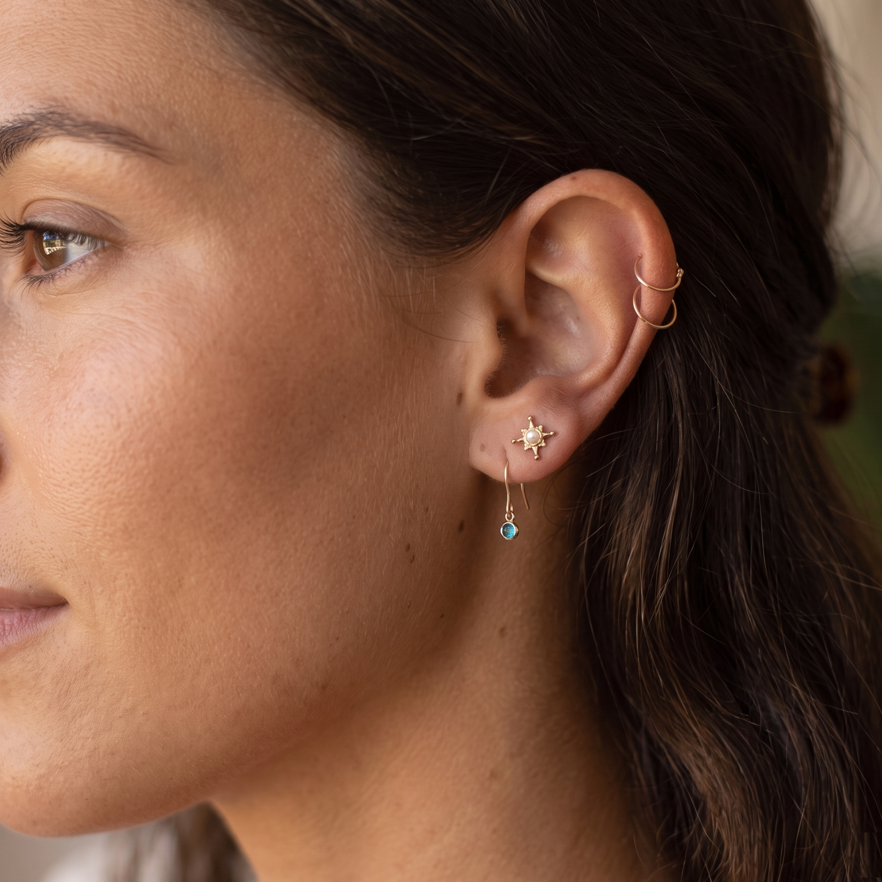 Star Pearl Stud Earrings