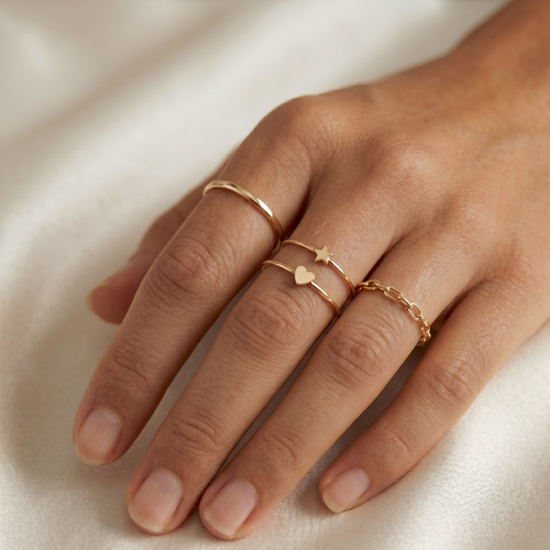 Cincin Hati Mini Emas Murni 14K