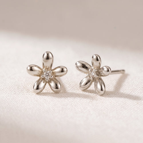 14K Solid Gold Floraison Diamant Øredobber