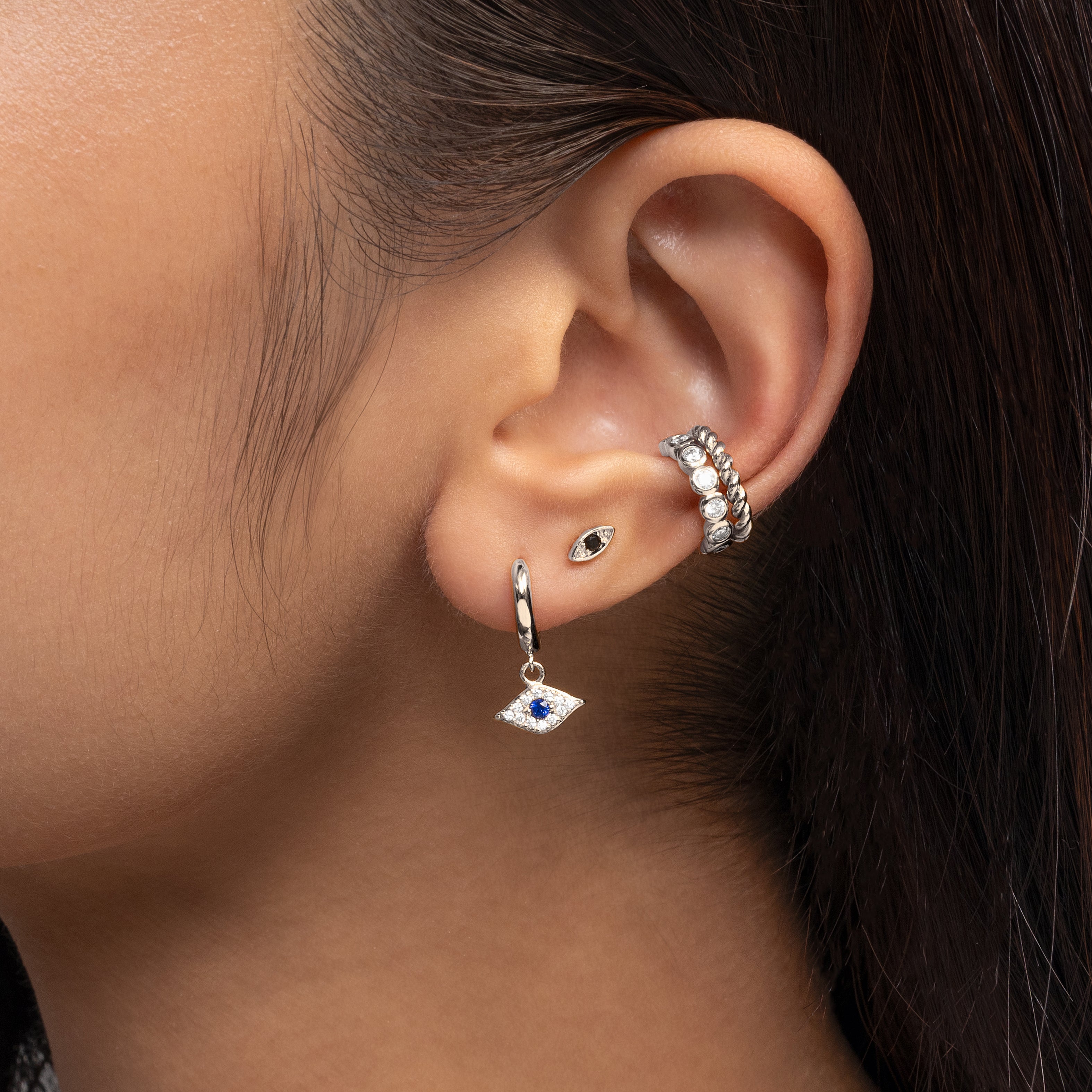 Sparkle Evil Eye Hoop Earrings – J&CO Jewellery