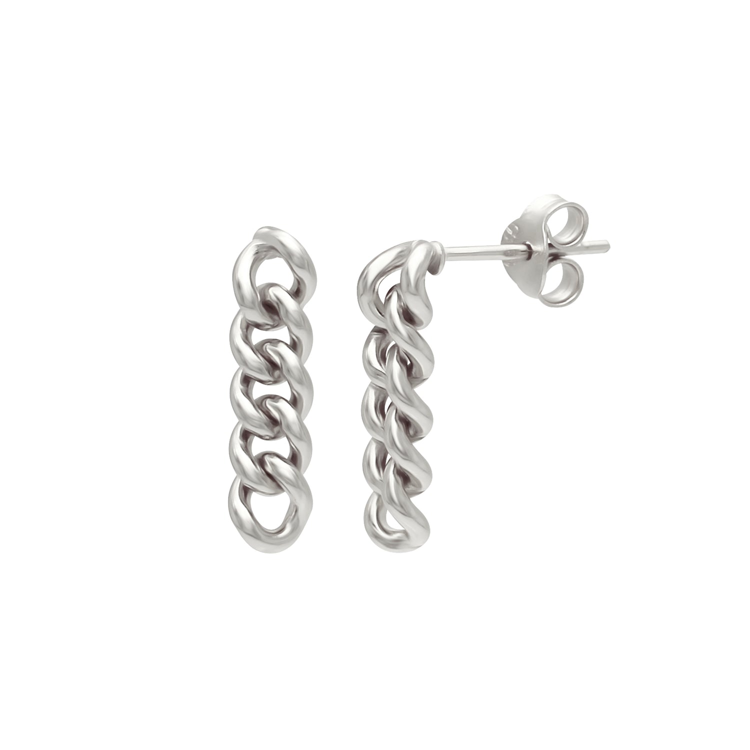 Sterling Silver Post Drop Stud Earrings with Double Hoop Dot Design