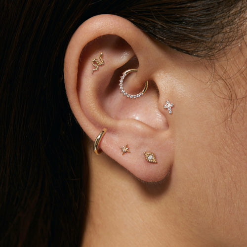 14K Solid Mini Classic Gold Hoop Earring