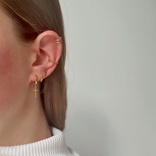 Cross Dangle Hoop Earrings