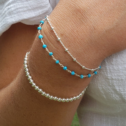 Sterling & Turquoise Nugget Our Lady of Guadalupe Rosary Bracelet | Rosary .com™