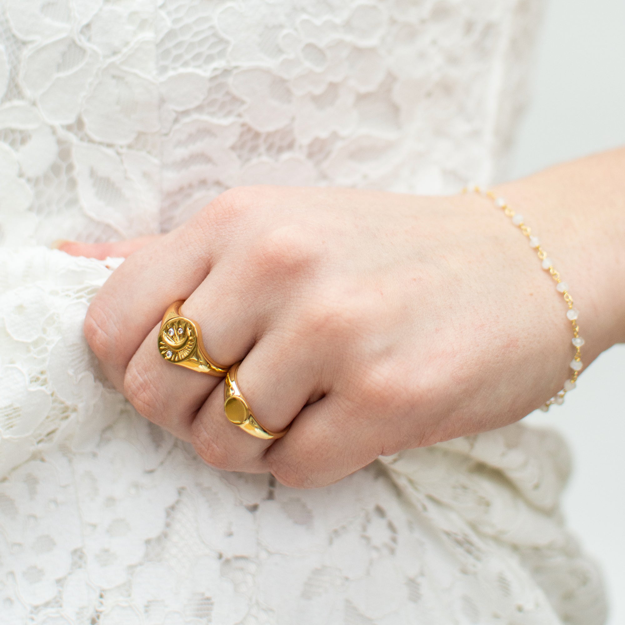 Tarot Maan Zegelring Goud