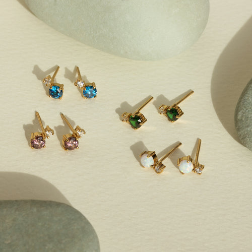 Sea Blue CZ Stud Earrings