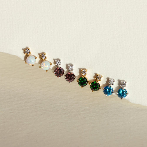 White Opal CZ Stud Earrings