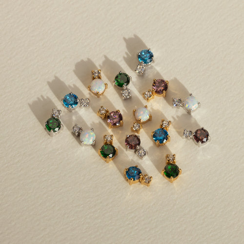White Opal CZ Stud Earrings