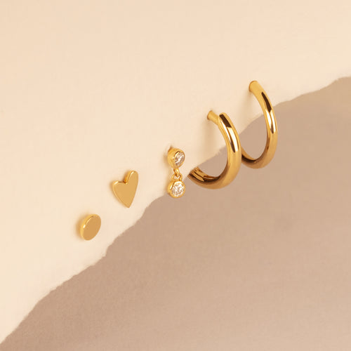 14K Solid Mini Classic Gold Hoop Earring